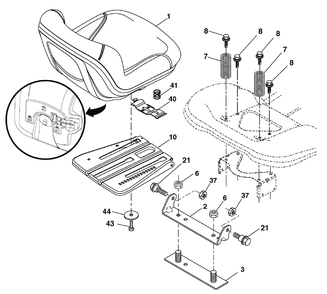 Seat Group (7800738seat) Diagram and Parts List for 7800738-96042010400 2011 Briggs and Stratton Lawn Tractor